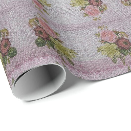 Glossy Moderne Vintage Rose Geschenkpapier (Rolleneckpunkt)