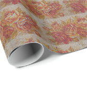 Glossy Moderne Vintage Rose Geschenkpapier (Rolleneckpunkt)