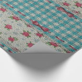 Glossy Moderne Vintage Rose Geschenkpapier (Ecke)