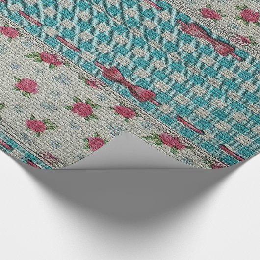 Glossy Moderne Vintage Rose Geschenkpapier (Ecke)