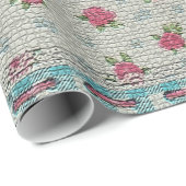 Glossy Moderne Vintage Rose Geschenkpapier (Rolleneckpunkt)
