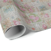 Glossy Moderne Vintage Rose Geschenkpapier (Rolleneckpunkt)