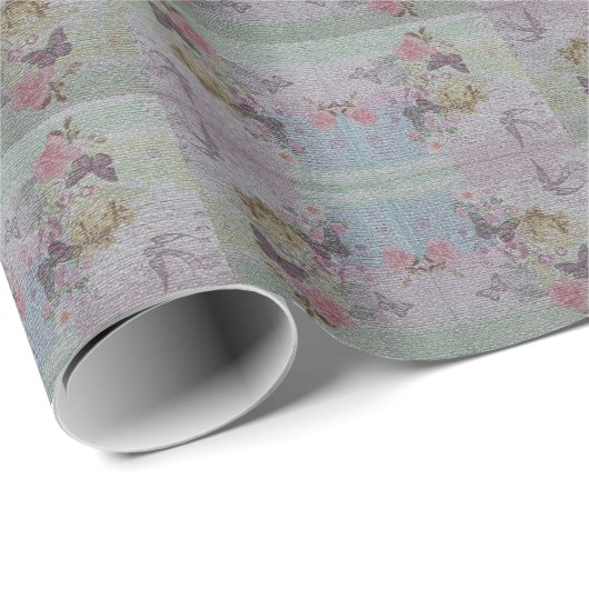 Glossy Moderne Vintage Rose Geschenkpapier (Rolleneckpunkt)