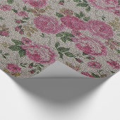 Glossy Moderne Vintage Rose Geschenkpapier (Ecke)