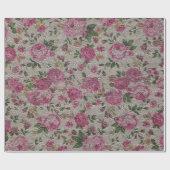 Glossy Moderne Vintage Rose Geschenkpapier (Flach)