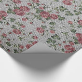 Glossy Moderne Vintage Rose Geschenkpapier (Ecke)