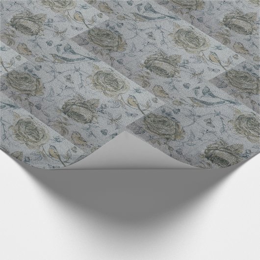 Glossy Moderne Vintage Rose Geschenkpapier (Ecke)