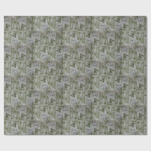 Glossy Moderne Vintage Rose Geschenkpapier (Flach)