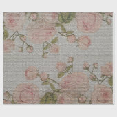 Glossy Moderne Vintage Rose Geschenkpapier (Flach)
