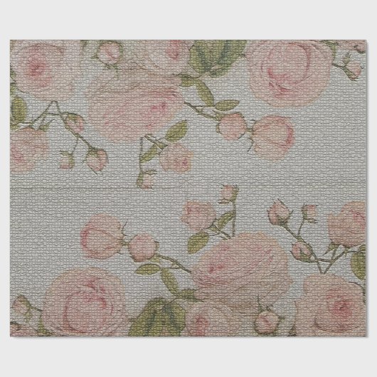 Glossy Moderne Vintage Rose Geschenkpapier (Flach)