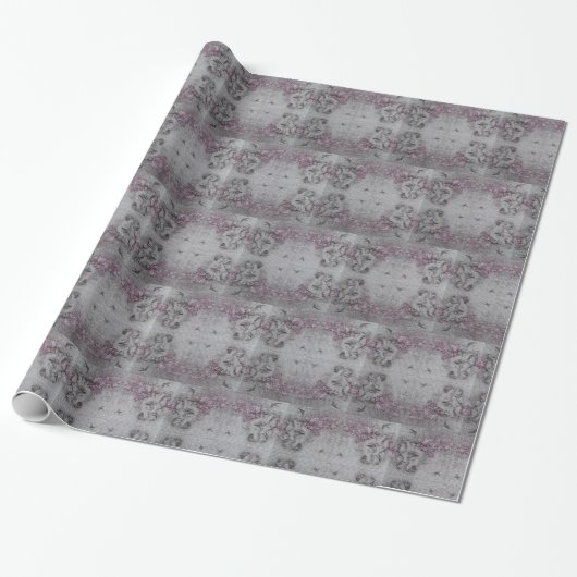 Glossy Moderner Engel Vintage florale Rose Geschenkpapier (Ungerollt)