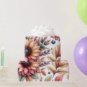 Glossy Moody Floral on White Geschenkpapier