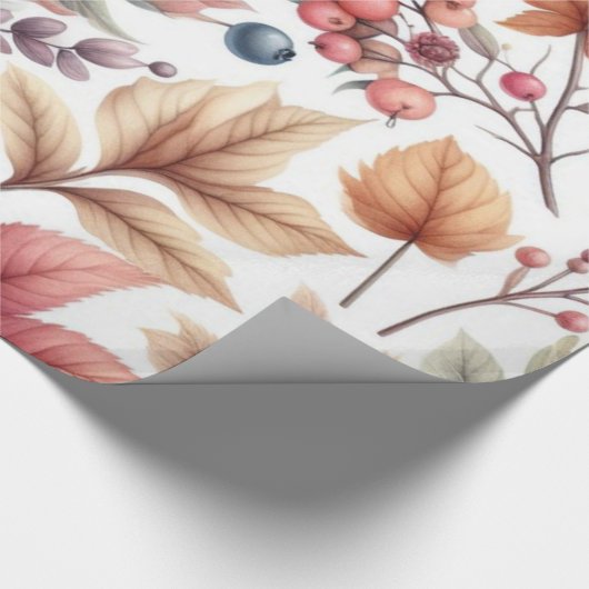 Glossy Moody Floral on White Geschenkpapier (Ecke)