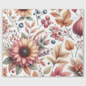 Glossy Moody Floral on White Geschenkpapier (Flach)