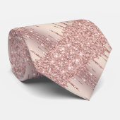 Glossy Neck Tie - Rose Gold Blush Glitzer Tropfen Krawatte (Gerollt)