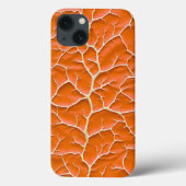 Glossy Orange iPhone Case with Branch Texture (Rückseite)