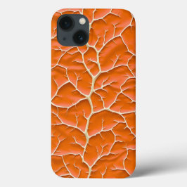 Glossy Orange iPhone Case with Branch Texture