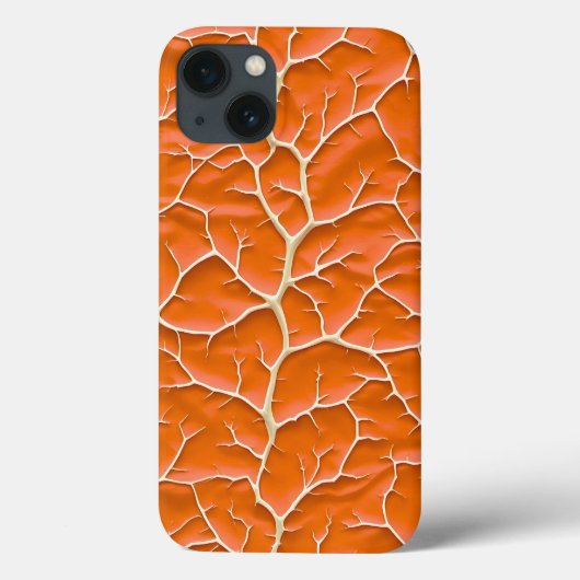 Glossy Orange iPhone Case with Branch Texture (Rückseite)