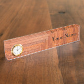 Glossy orange Naturholzplanken Namensplakette (Seite)