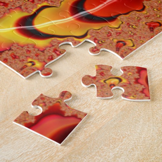 Glossy Orange Striped Fraktal Quad Spiralen Puzzle (Seite)