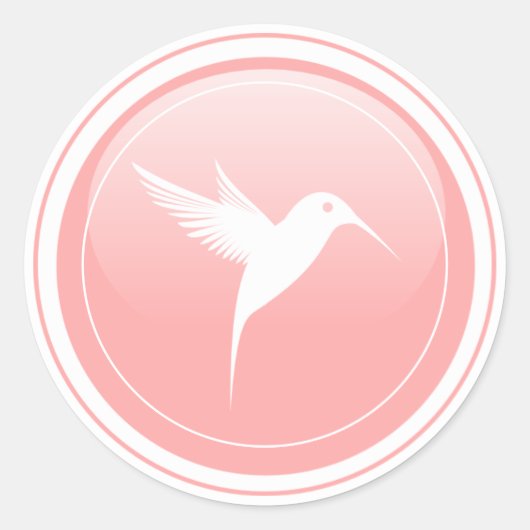 Glossy Peach Color - White Humming Bird Runder Aufkleber (Vorderseite)