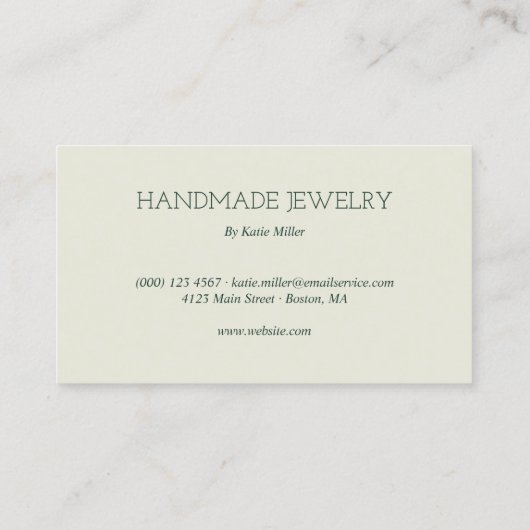 Glossy Pearl Deep Green Juwelier Designer Visitenkarte (Rückseite)