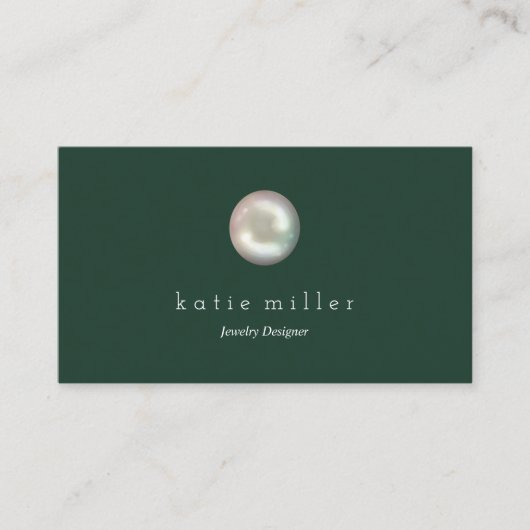 Glossy Pearl Deep Green Juwelier Designer Visitenkarte (Vorderseite)
