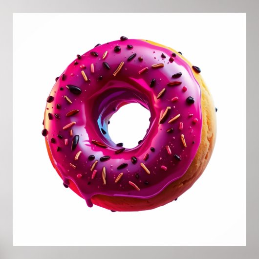 Glossy Pink Donut with Dark Sprinkles Poster (Vorne)
