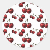Glossy Red Cherries Retro Glam Runder Aufkleber (Vorderseite)