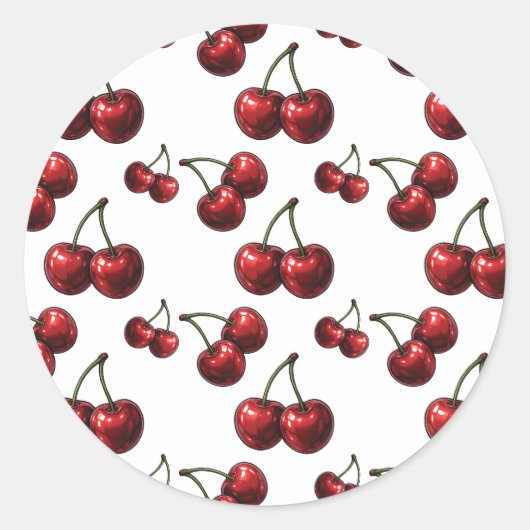 Glossy Red Cherries Retro Glam Runder Aufkleber (Vorderseite)