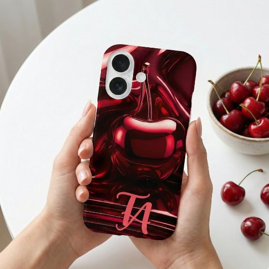 Glossy Red Cherry Monogram iPhone / iPad Gehäuse Case-Mate iPhone Hülle