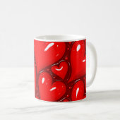 Glossy Red Heart Kaffeetasse (VorderseiteRechts)