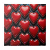 Glossy Red Hearts Fliese (Vorderseite)