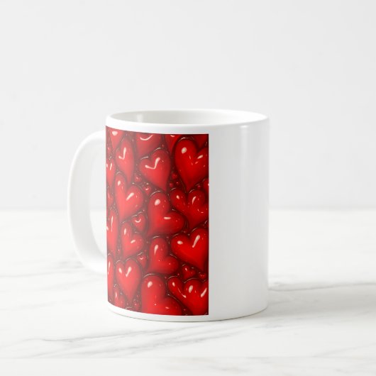 Glossy Red Hearts Kaffeetasse (Vorderseite Links)