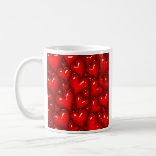 Glossy Red Hearts Kaffeetasse (Links)
