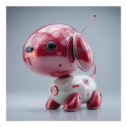Glossy Red Robot Dog Fotodruck (Vorne)