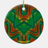 Glossy Red, Yellow und Green Christmas 2024 Keramik Ornament (Hinten)