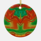 Glossy Red, Yellow und Green Christmas 2024 Keramik Ornament (Vorne)
