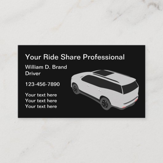 Glossy Ride Share Treiber-Visitenkarten Visitenkarte (Vorderseite)
