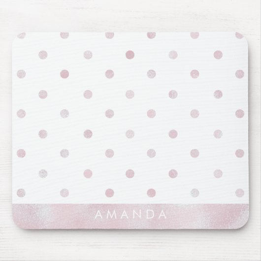 Glossy rosa POLKA DOTS PERSONALISIEREN SIE IHREN N Mousepad (Vorne)
