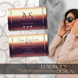 Glossy Rose Gold Optics Sparkle Diamonds Initialen Visitenkarte