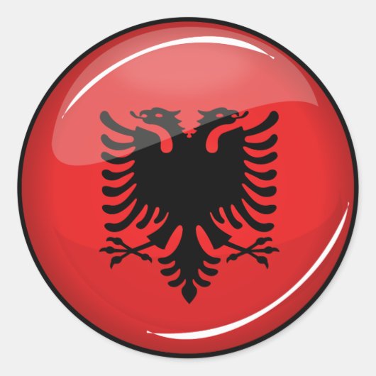 Glossy Round albanische Flagge Runder Aufkleber (Vorderseite)