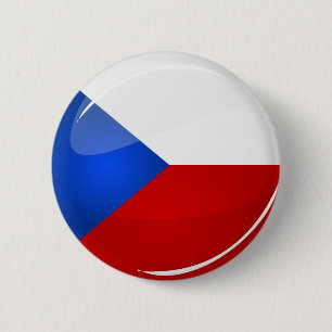 Glossy Round Czech Rep. Flag Button