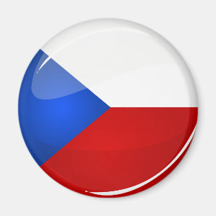 Glossy Round Czech Rep. Flag Magnet