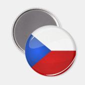 Glossy Round Czech Rep. Magnet (Vorderseite/Rückseite)