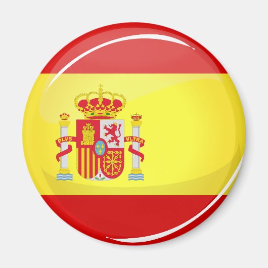 Glossy Round Flag Spanien Magnet (Vorne)