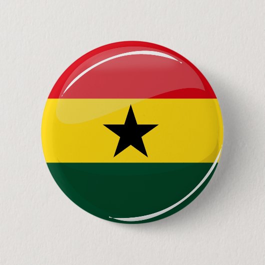 Glossy Round Ghanian Flag Button (Vorderseite)