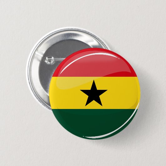 Glossy Round Ghanian Flag Button (Vorne & Hinten)