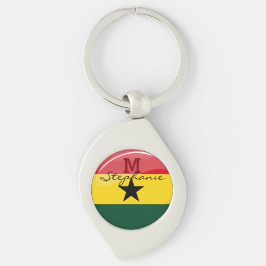Glossy Round Ghanian Flag Schlüsselanhänger (Vorderseite)