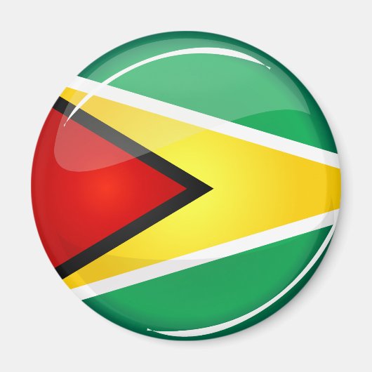 Glossy Round Guyana Flag Magnet (Vorne)